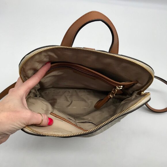 Micahel Kors Vanilla Monogram Canvas Rhea Slim Backpack - Picture 10 of 10